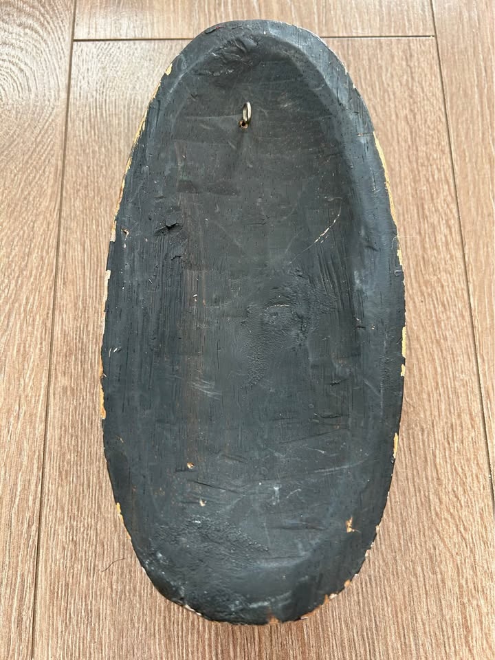 Hand-Carved Painted Wooden Tribal Mask – Vintage Folk Wall Decor - photo 4