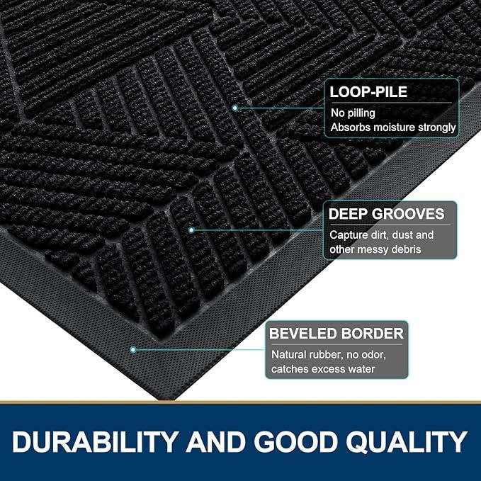 Large INDOOR/Outdoor Rubber Base Mat 3’x5’ Black - photo 2