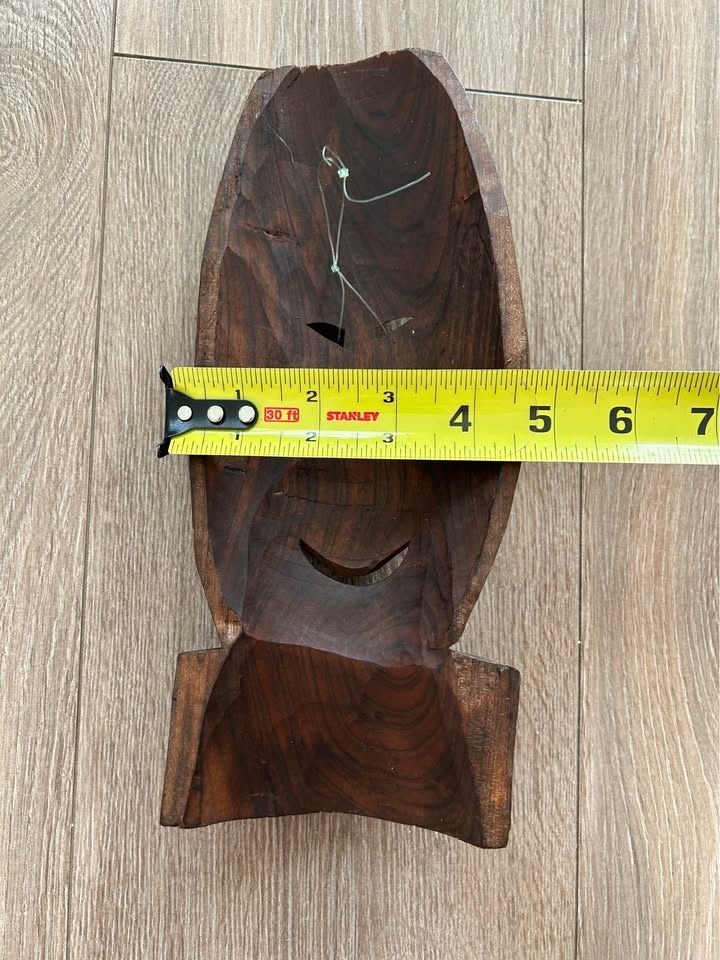 Vintage Hand-Carved Wooden Tribal Style Wall Mask - photo 5