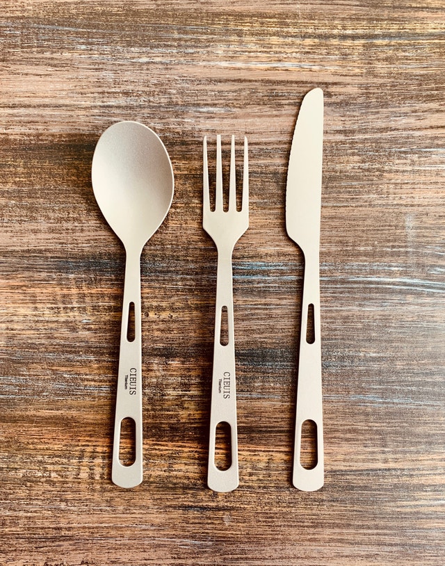 NEW - NEVER USED - Titanium Spoon, Fork and Knife Set
