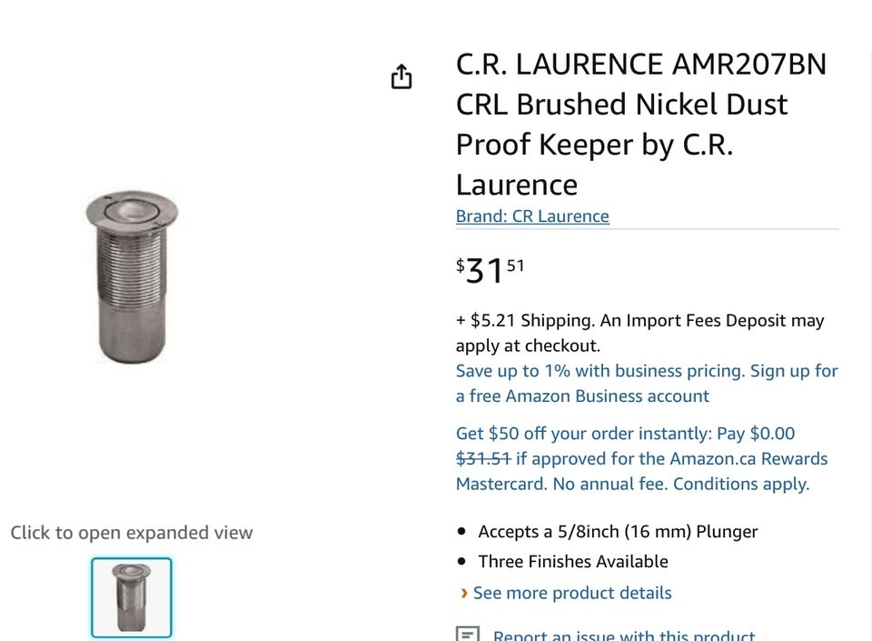 C.R. LAURENCE AMR207BN CRL Brushed Nickel Dust Proof Keeper - photo 3