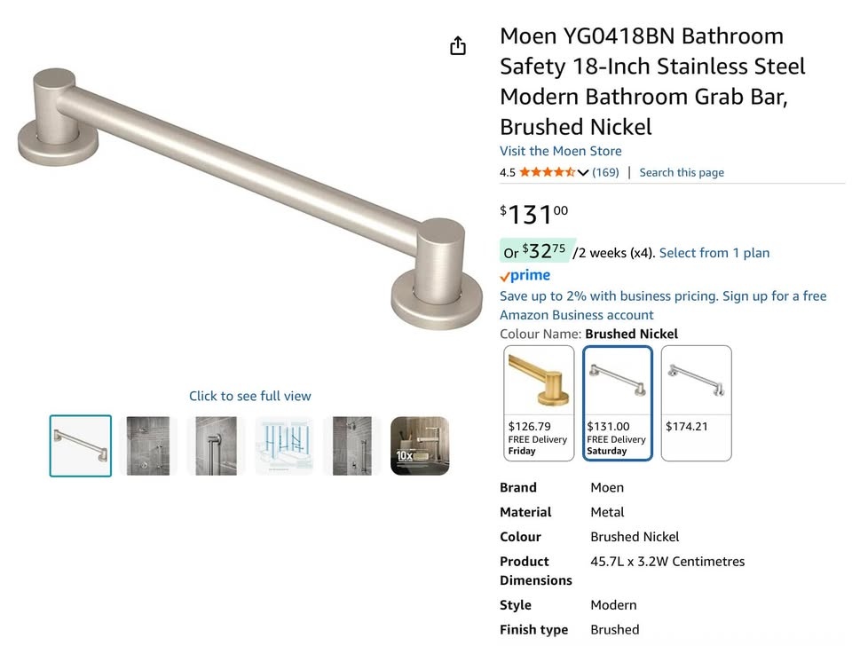 Moen Bathroom Grab Bar YG0418BN Brushed Nickel - photo 4