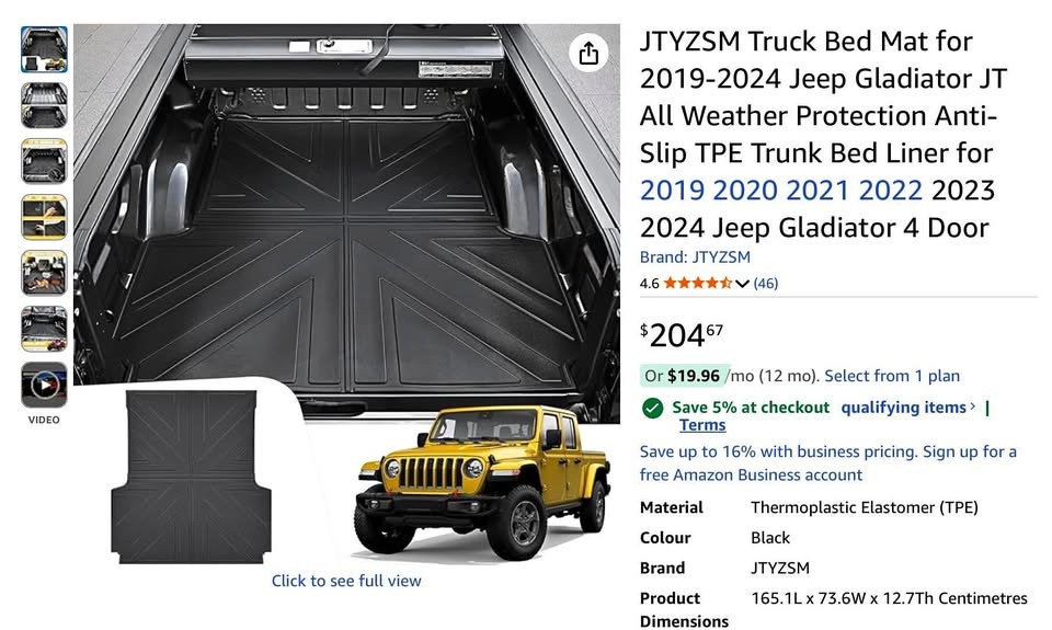 Jeep Gladiator Bed Mat