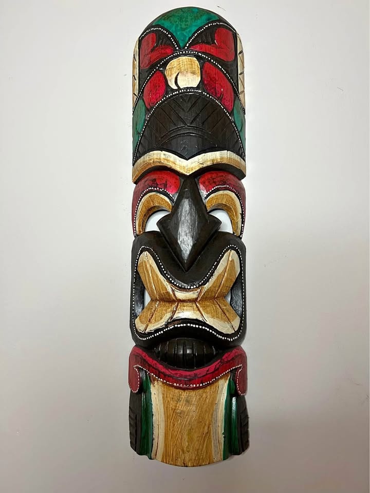 Large 20” Oceanic Style Hand-Carved Wooden Mask