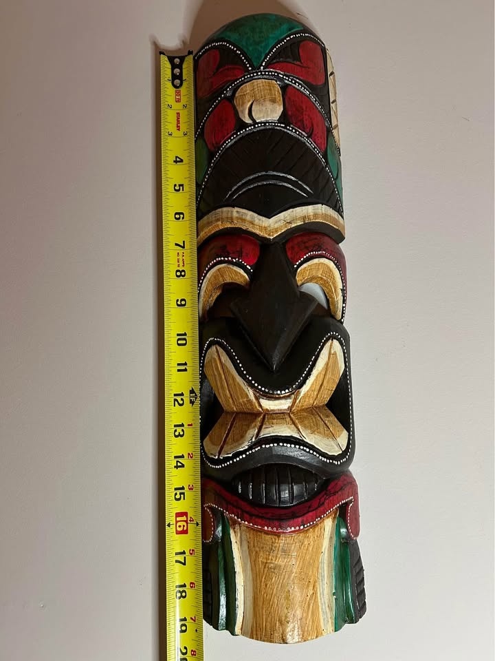 Large 20” Oceanic Style Hand-Carved Wooden Mask - photo 5