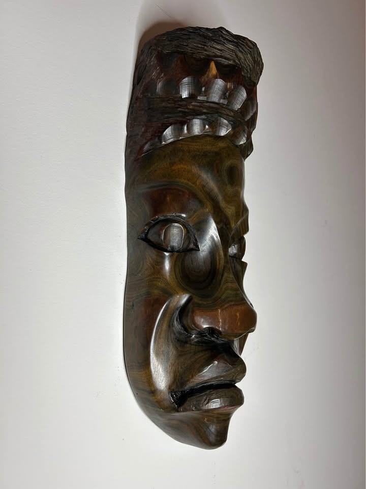 Hand-Carved African Wooden Mask – Vintage Tribal Style Wall Deco - photo 4
