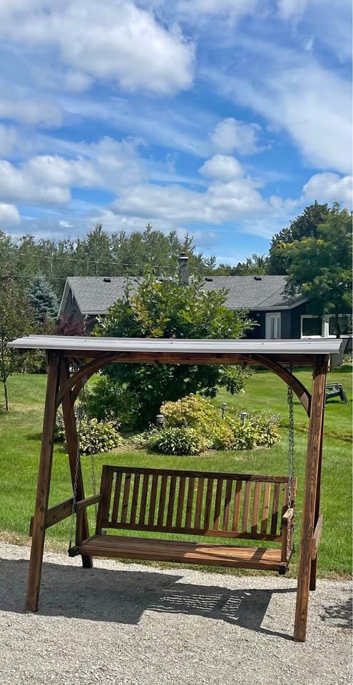 Gorgeous Cedar Swing With Metal Roof