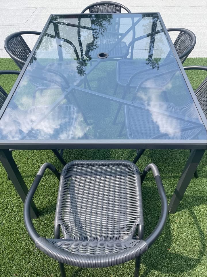 Patio Set With 6 Stackable Wicker Chairs - photo 2