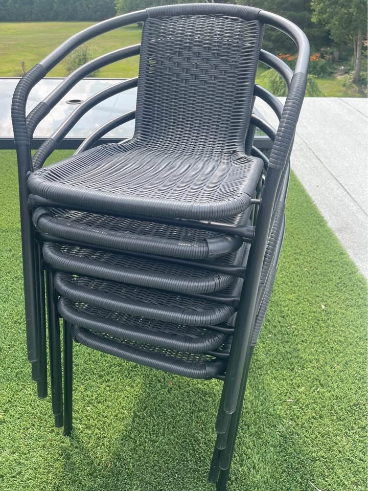 Patio Set With 6 Stackable Wicker Chairs - photo 3