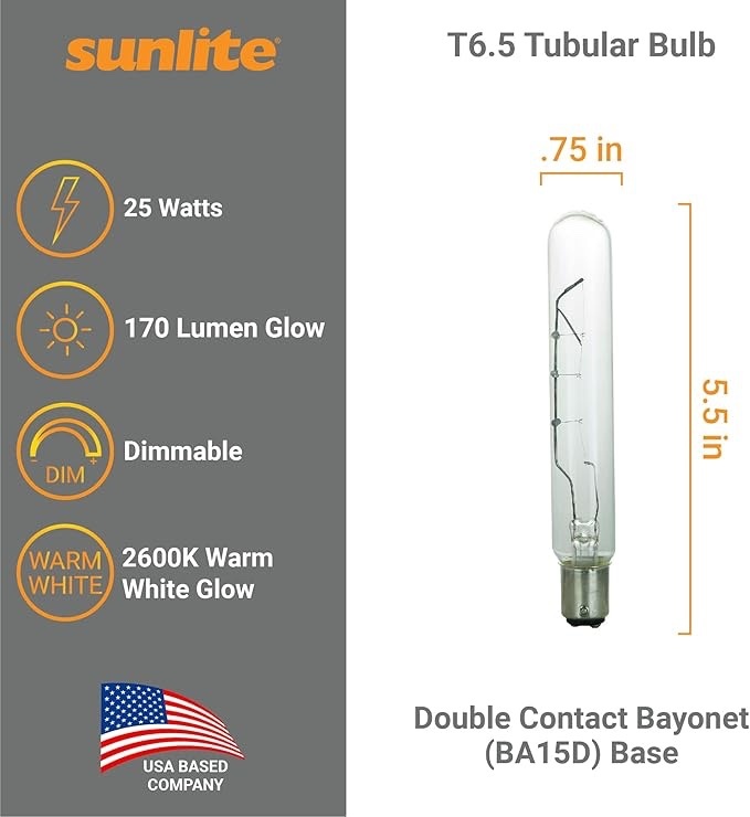 Sunlite 25T6.5/CL/DC/CD1 Incandescent 25-Watt Bulb - photo 2