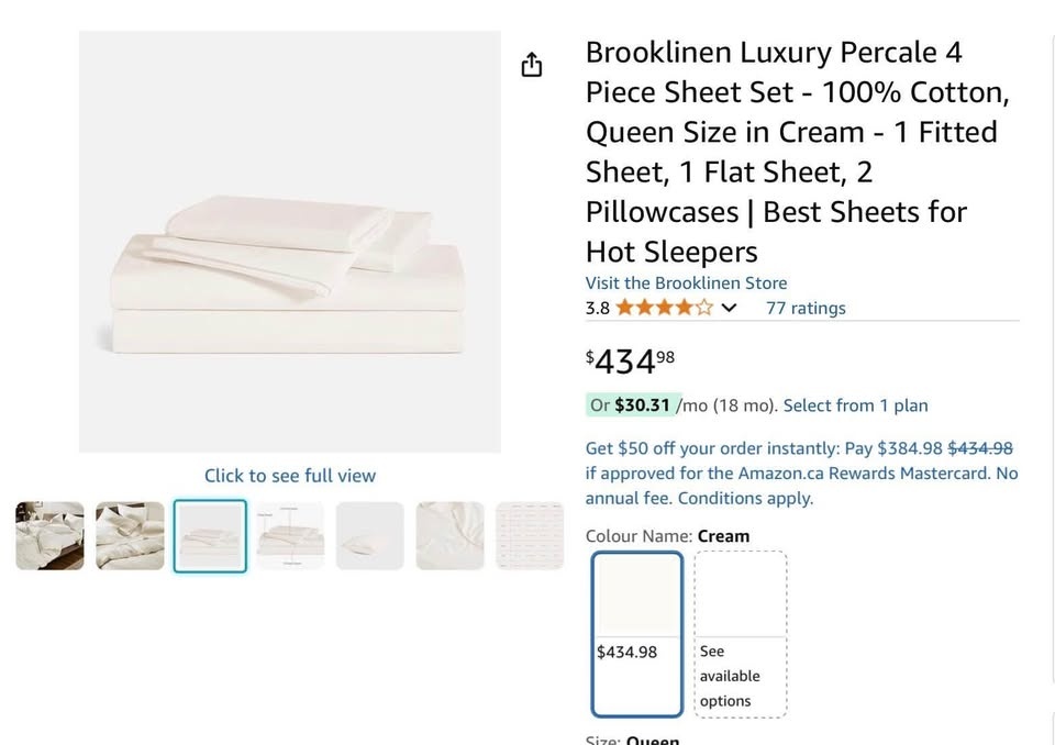 Brooklinen Percale Sheet Set - Queen - White - photo 3