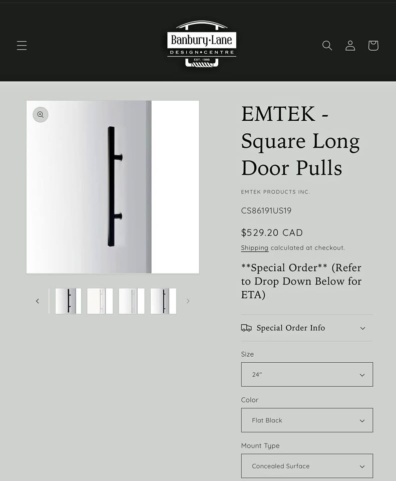 EMTEK - Square Long Door Pulls - 24” Black