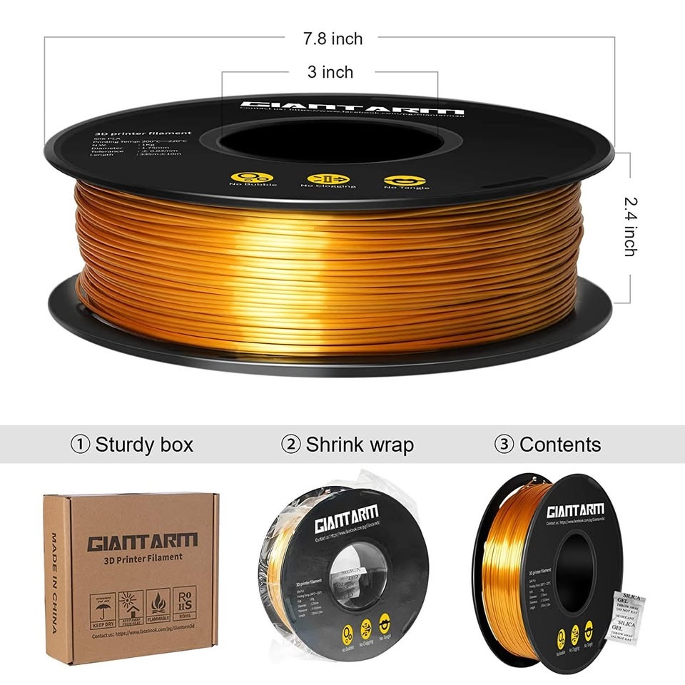 GIANTARM SILK PLA FILAMENT - 1.75MM - 1KG - SILK GOLD - photo 5