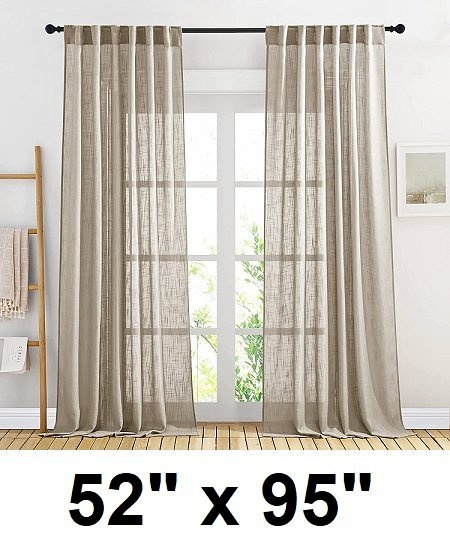 Taupe Privacy, Rod Pocket & Back Tab Sheer Linen 52x95