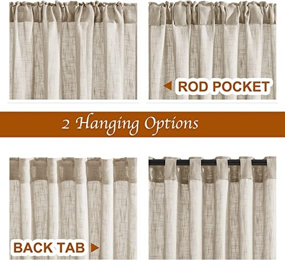 Taupe Privacy, Rod Pocket & Back Tab Sheer Linen 52x95 - photo 2