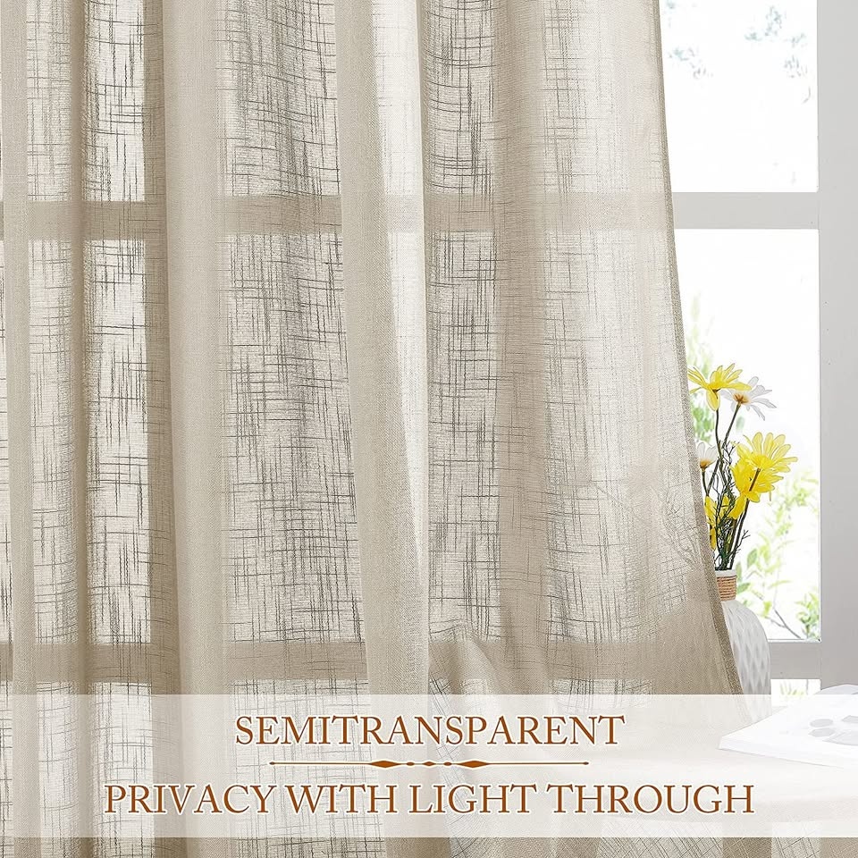 Taupe Privacy, Rod Pocket & Back Tab Sheer Linen 52x95 - photo 3