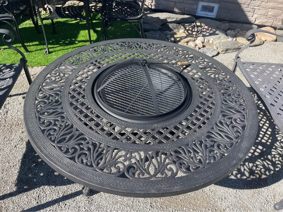 Wood Burning Fire-pit/BBQ Table With 2 Benches - photo 3