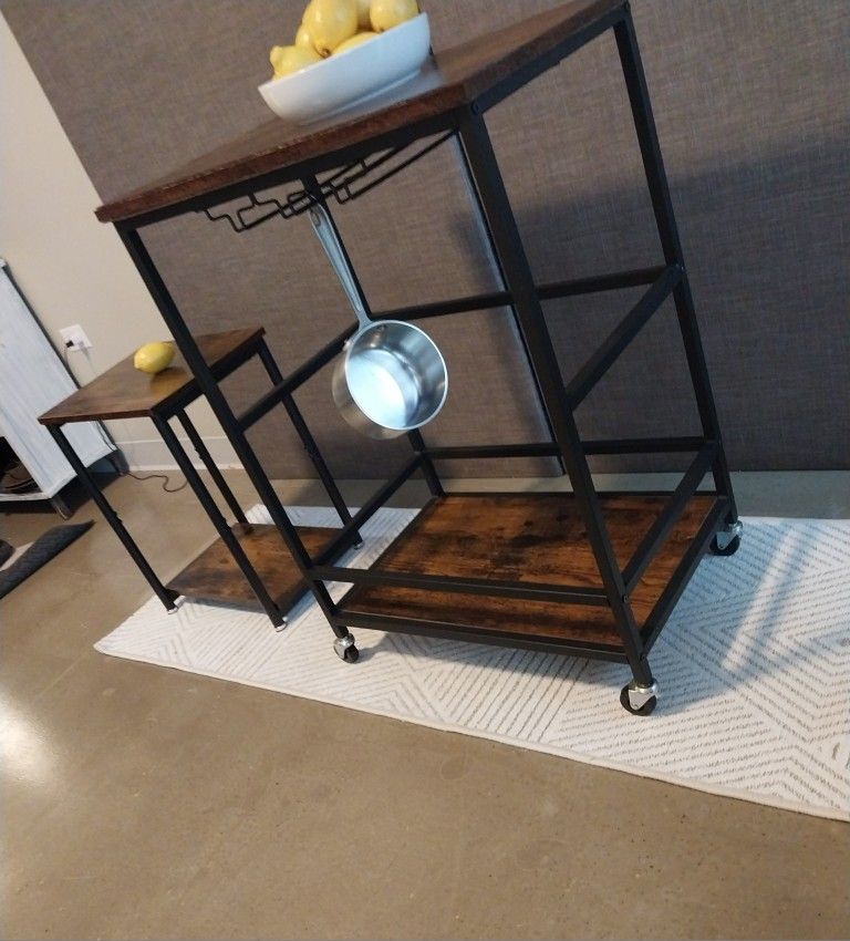Heavy-Duty Rolling Cart + Side Table – $25 - photo 2