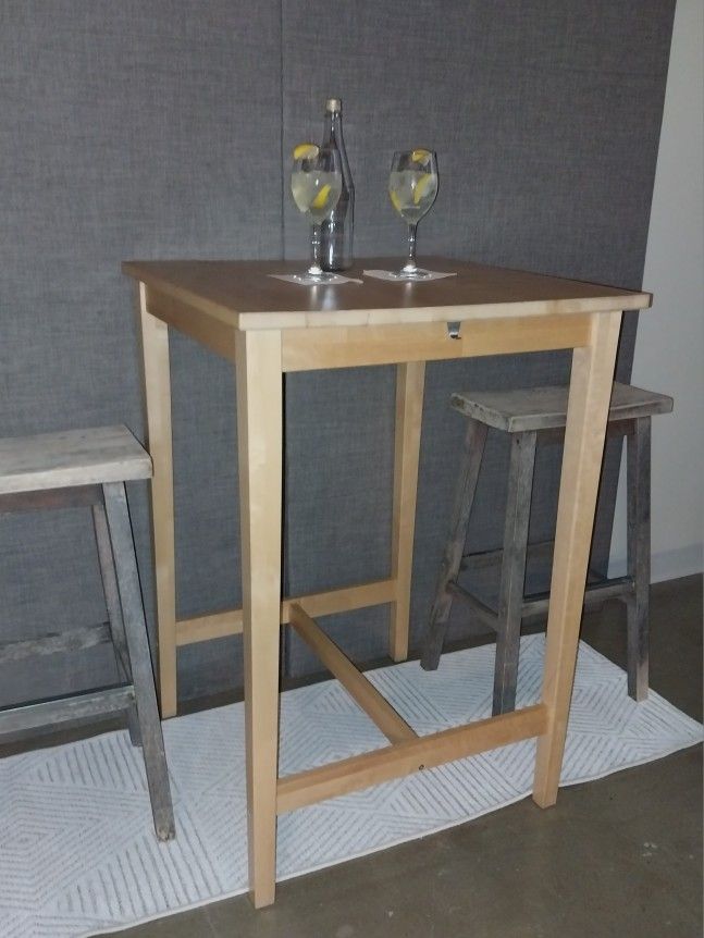 IKEA BJÖRKUDDEN Solid Wood Bar Table – Like New