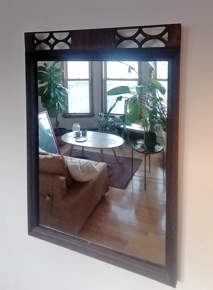 Antique Rectangular Mirror with Natural Silver Aged Glass
