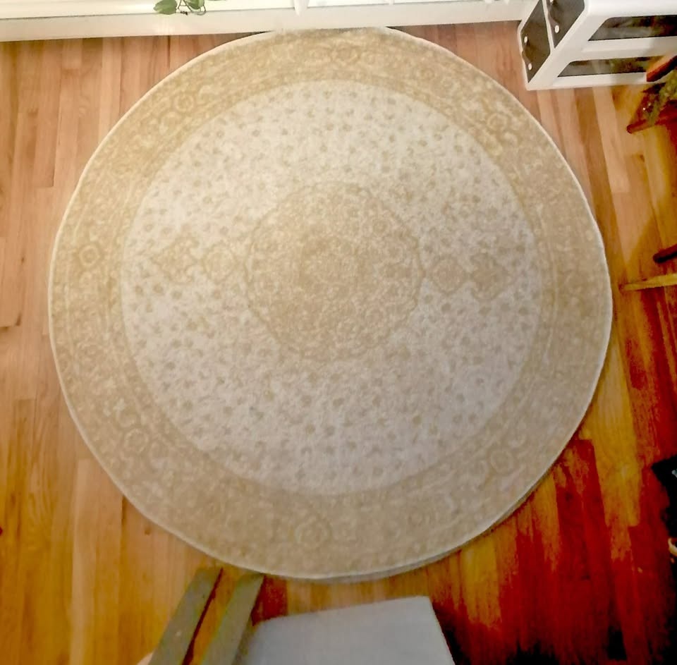 5' Pale Yellow Round Rug with Anti-Slip Rug Mat Included