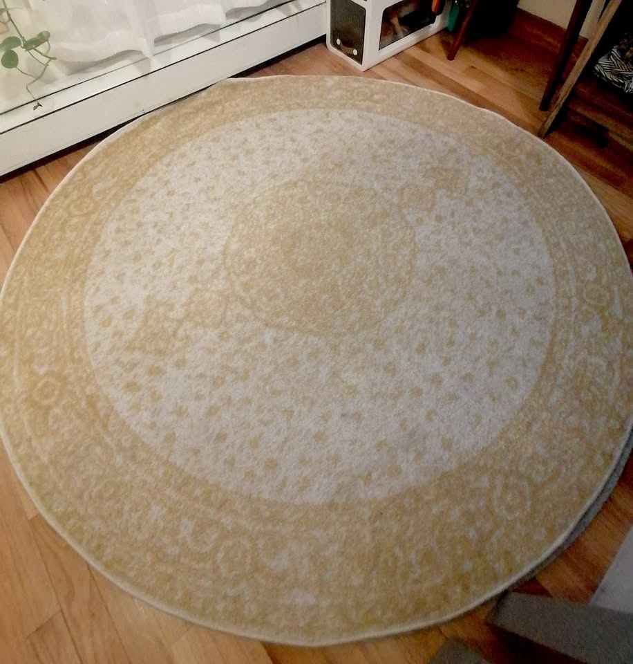 5' Pale Yellow Round Rug with Anti-Slip Rug Mat Included - photo 2