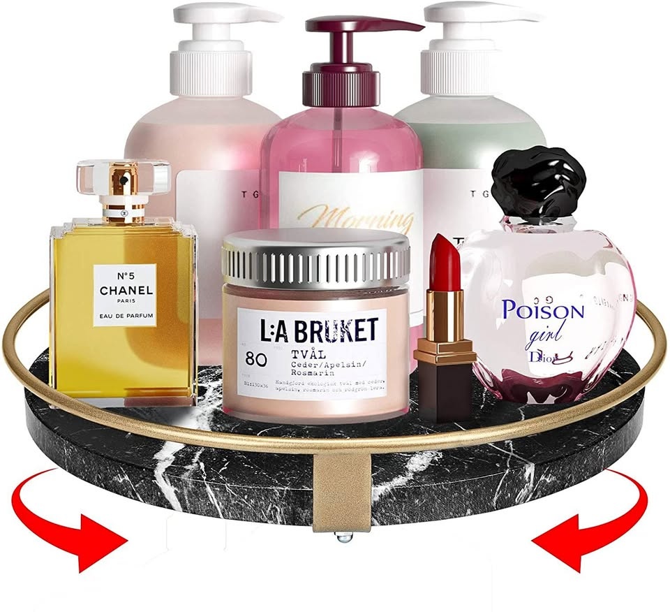 Black & Gold Lazy Susan Turntable Tray