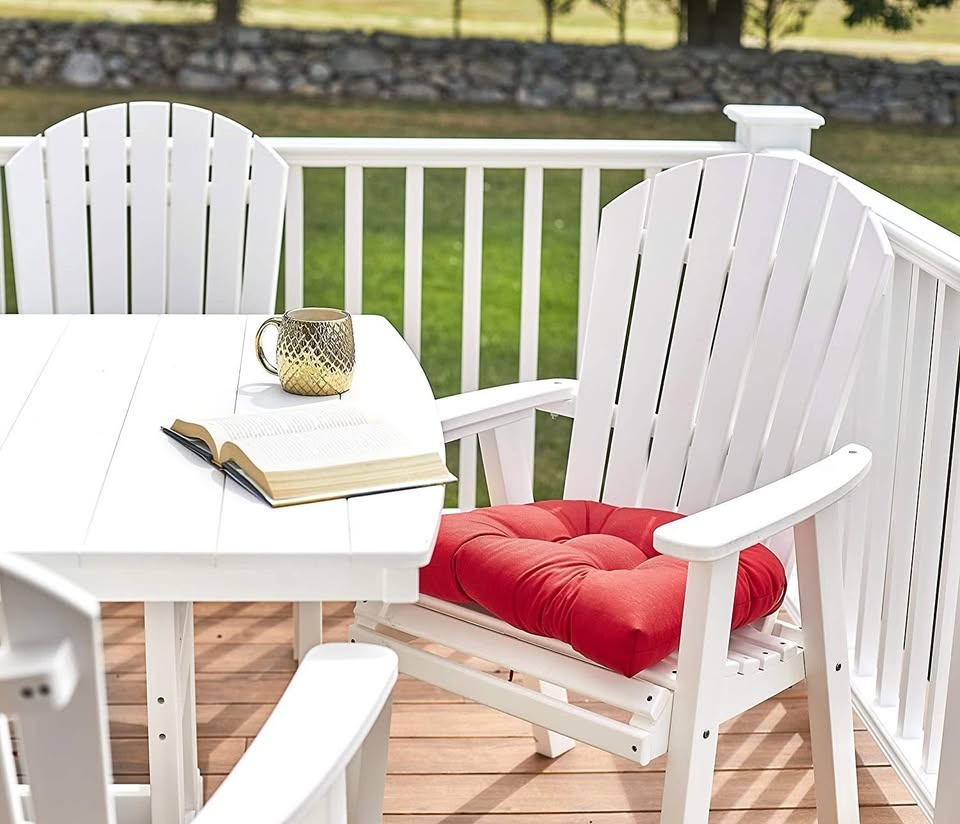 Sets of 2 Outdoor Wicker Seat Cushion - Red - photo 2