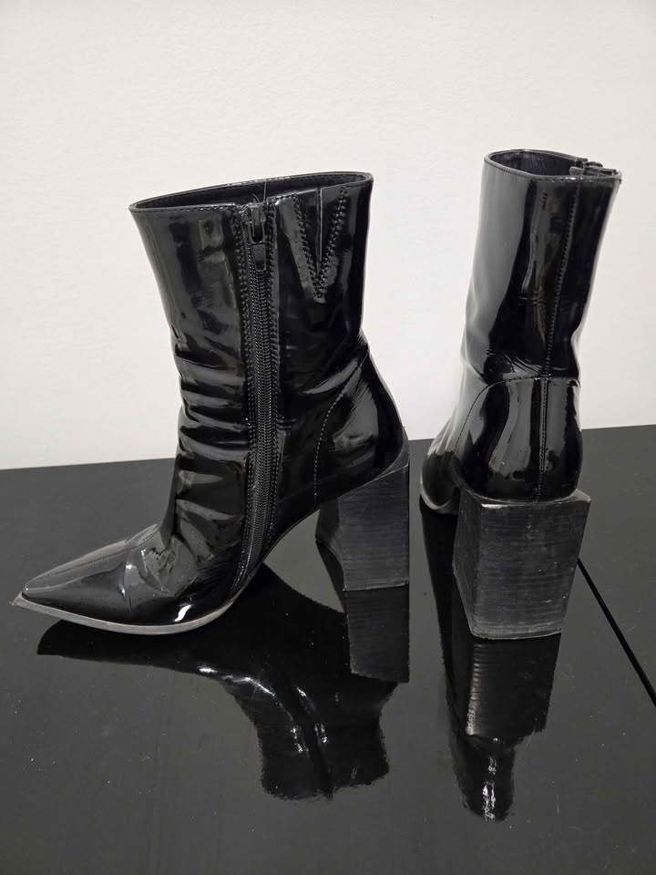 Black Patent Block Pointed Toe Heels 6.5W - photo 2