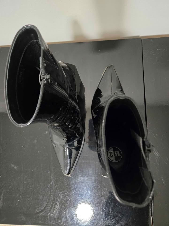 Black Patent Block Pointed Toe Heels 6.5W - photo 4