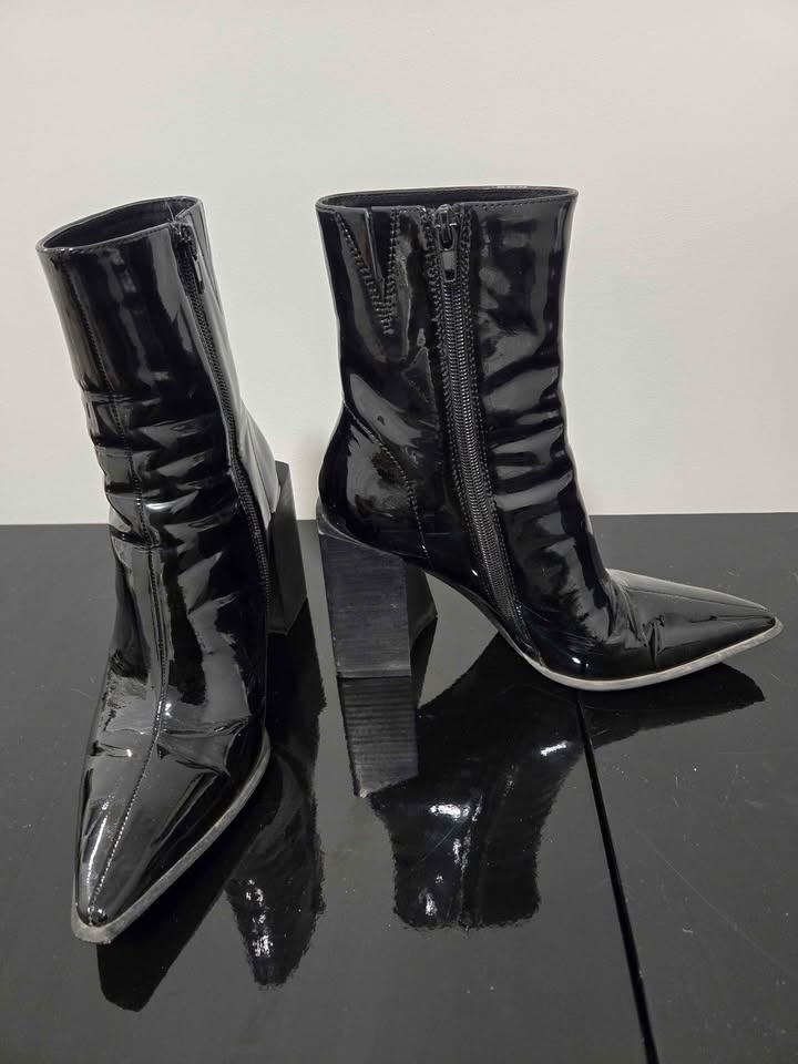 Black Patent Block Pointed Toe Heels 6.5W - photo 5