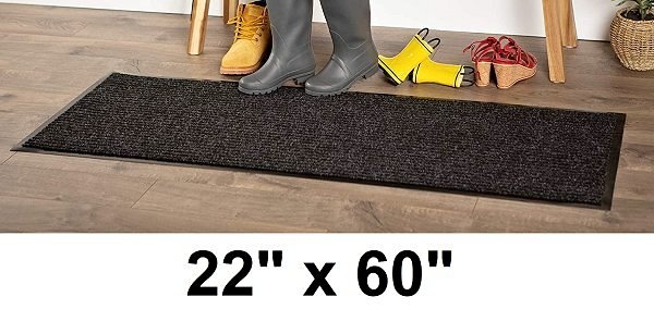 J&M Charcoal Ribbed Walk Off Utility Runner 22x60