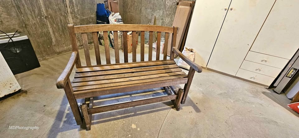 ASAP MOVING SALE TEAKWOOD GLIDING BENCH 47LX22WX34D