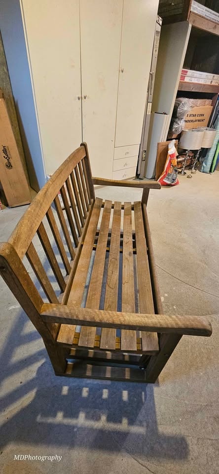 ASAP MOVING SALE TEAKWOOD GLIDING BENCH 47LX22WX34D - photo 3
