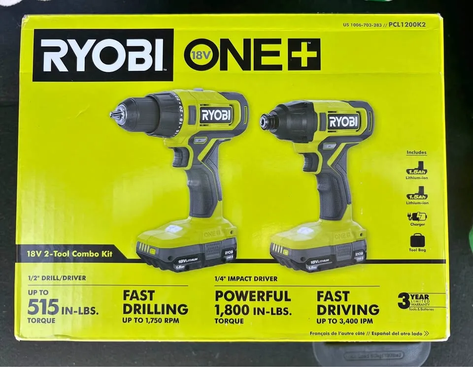 RYOBI drill set and batteries
