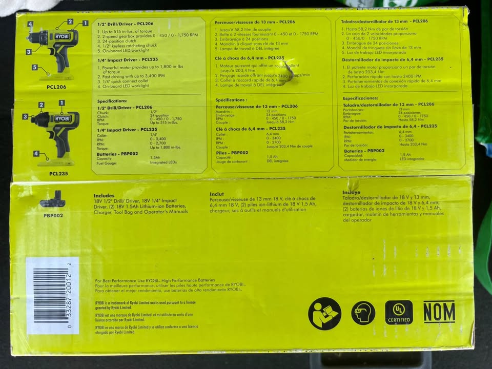 RYOBI drill set and batteries - photo 2