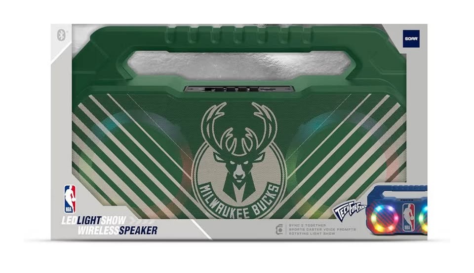 SOAR NBA Wireless Boombox Speaker, Milwaukee Bucks - photo 3