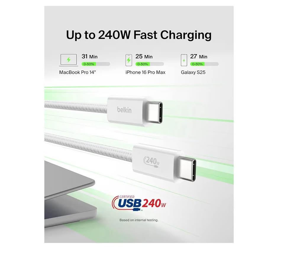 Belkin USB C to USB C Cable, 3.3ft, 240W - photo 2