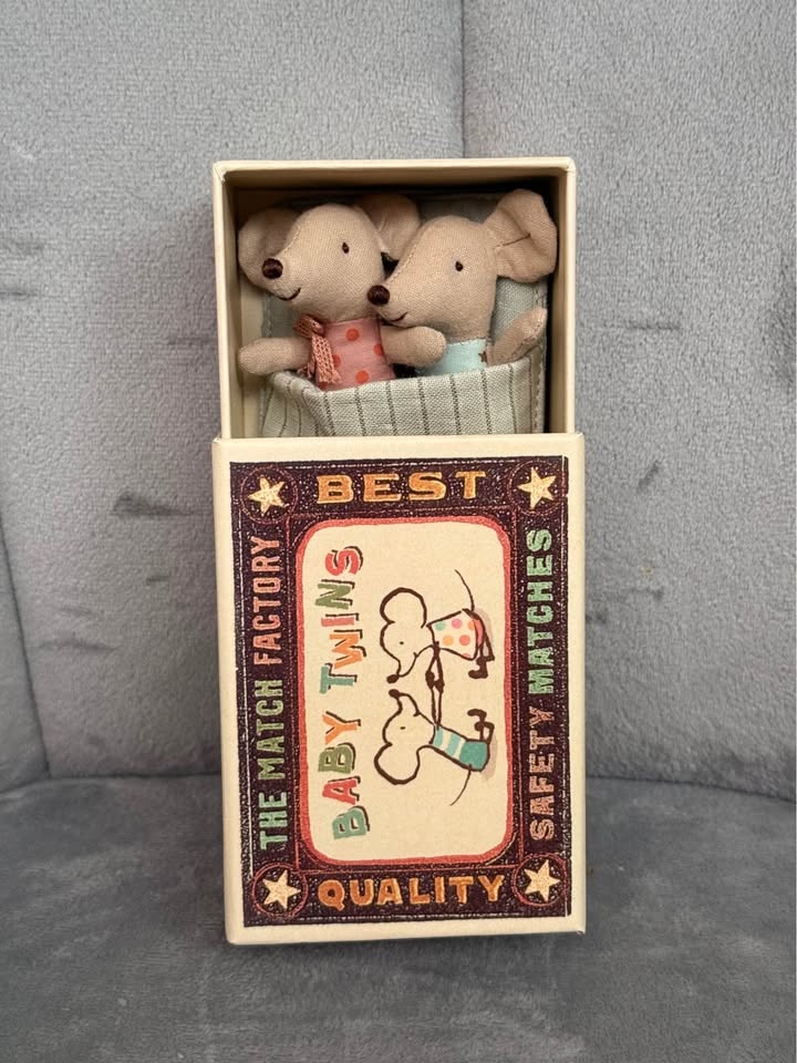 MAILEG TWINS, BABY MICE IN MATCHBOX - photo 2