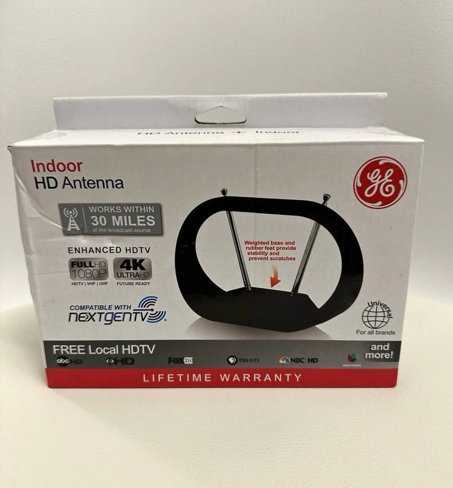 GE Indoor HD Antenna Full HD 1080 4K Ultra HD Free Local TV