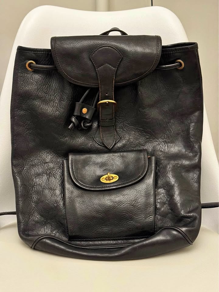 Vintage “Genuine Leather” Black Backpack