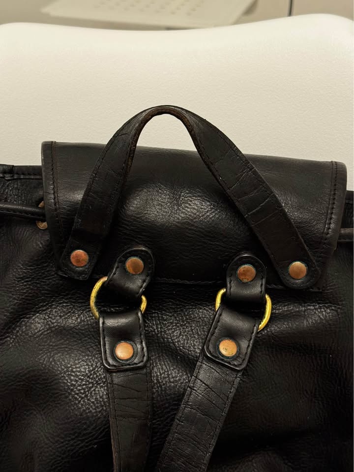 Vintage “Genuine Leather” Black Backpack - photo 3