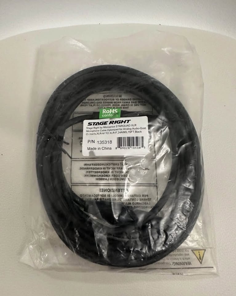 Monoprice Starquad XLR Microphone Cable - 15ft - Black - photo 2