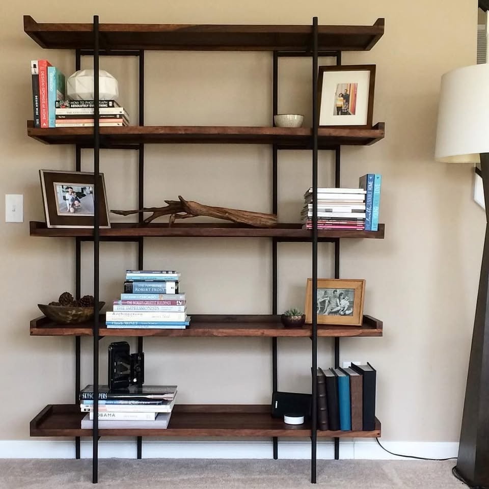 Orig. $1,199 C&B BECKETT 5-SHELF BOOKSHELF WOOD + METAL
