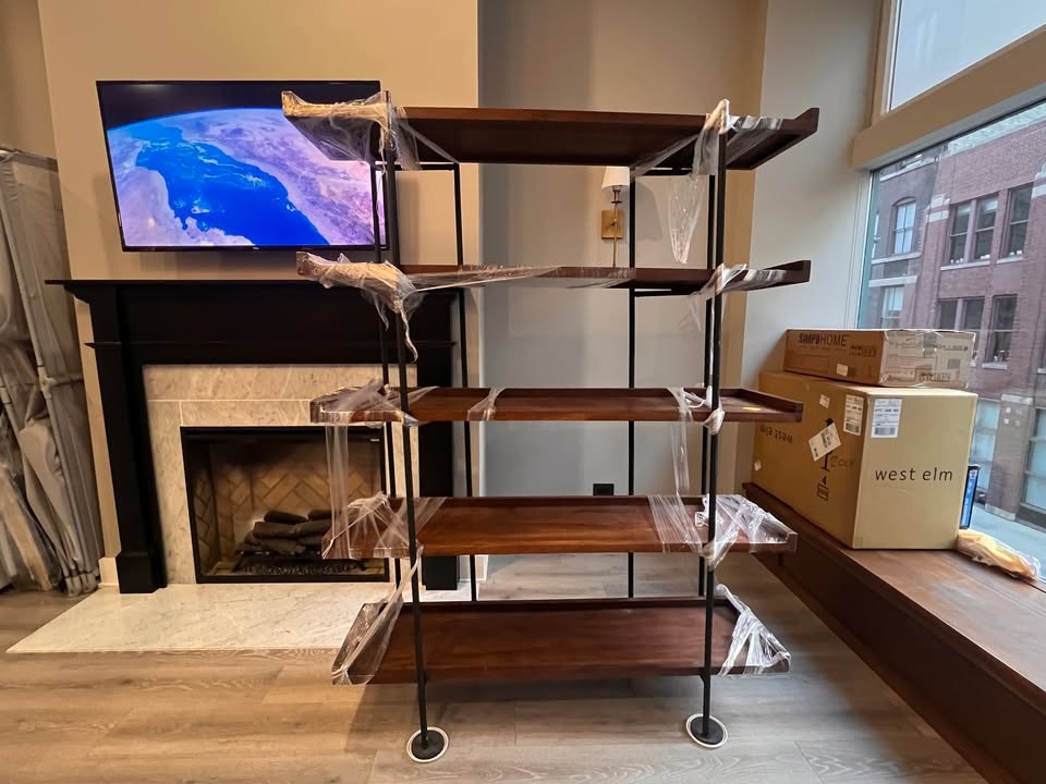 Orig. $1,199 C&B BECKETT 5-SHELF BOOKSHELF WOOD + METAL - photo 3