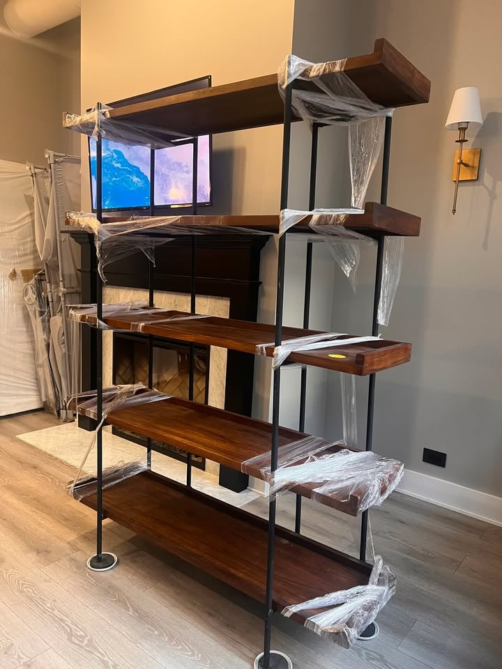 Orig. $1,199 C&B BECKETT 5-SHELF BOOKSHELF WOOD + METAL - photo 4