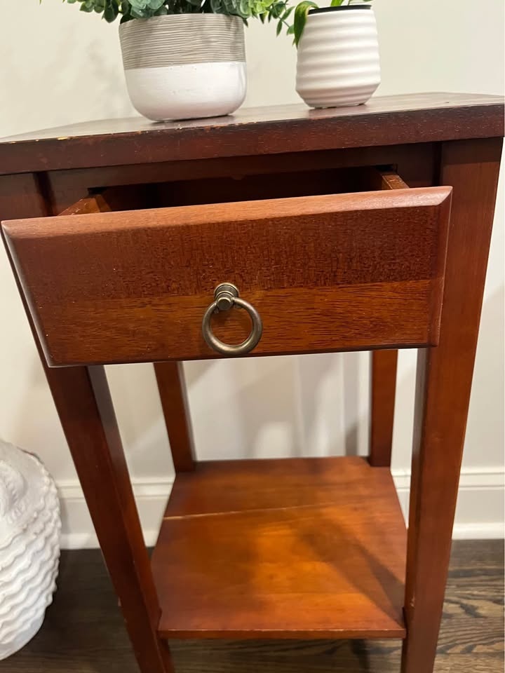 2-Tier solid wood plant table with drawer. - photo 4
