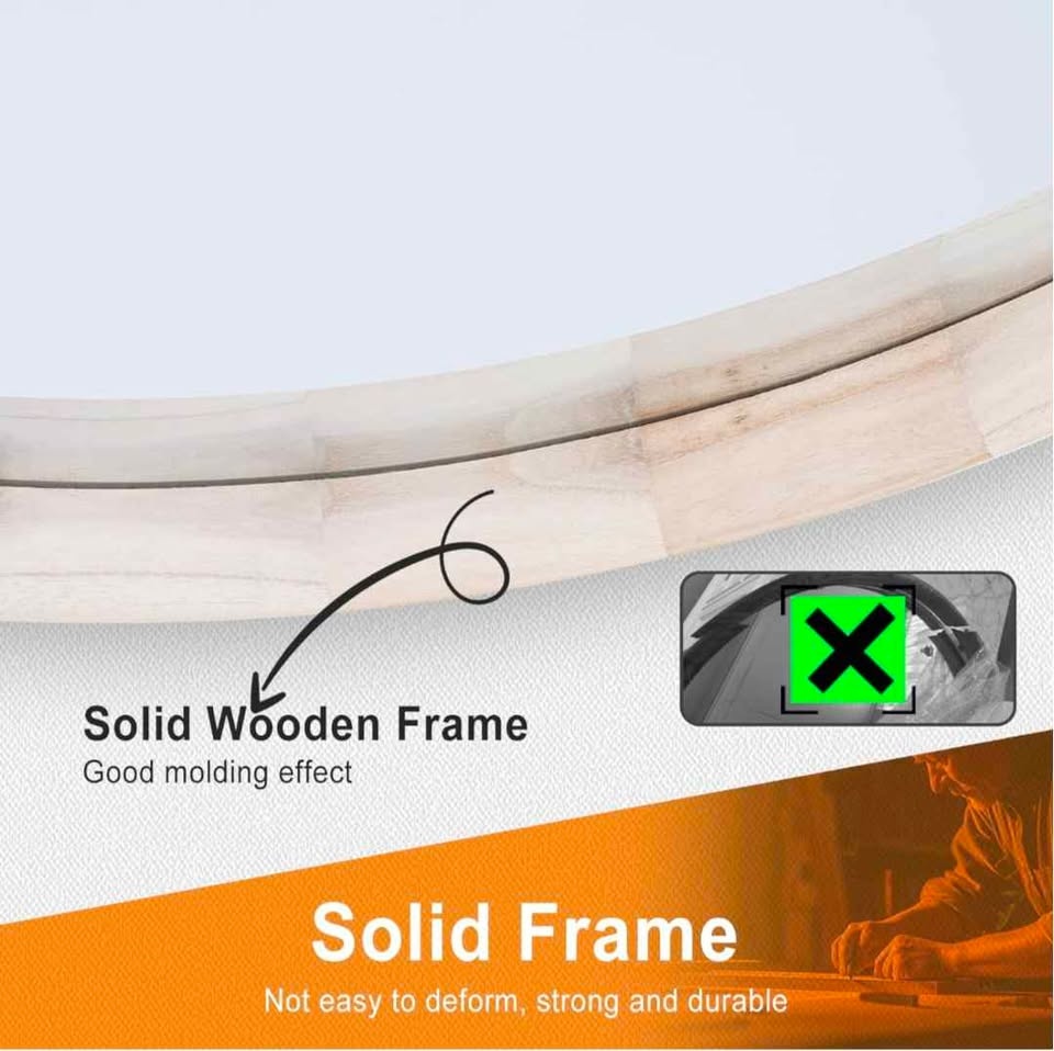 Frumenship Round Mirror - 28” - Natural Wood - photo 4