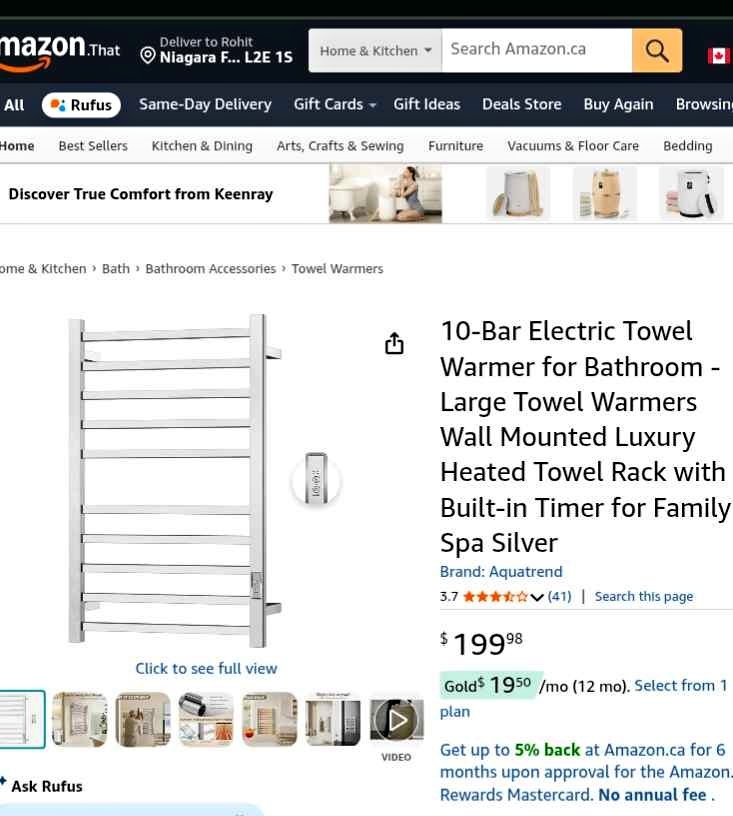 Aquatrend 10-Bar Electric Towel Warmer w/ Timer