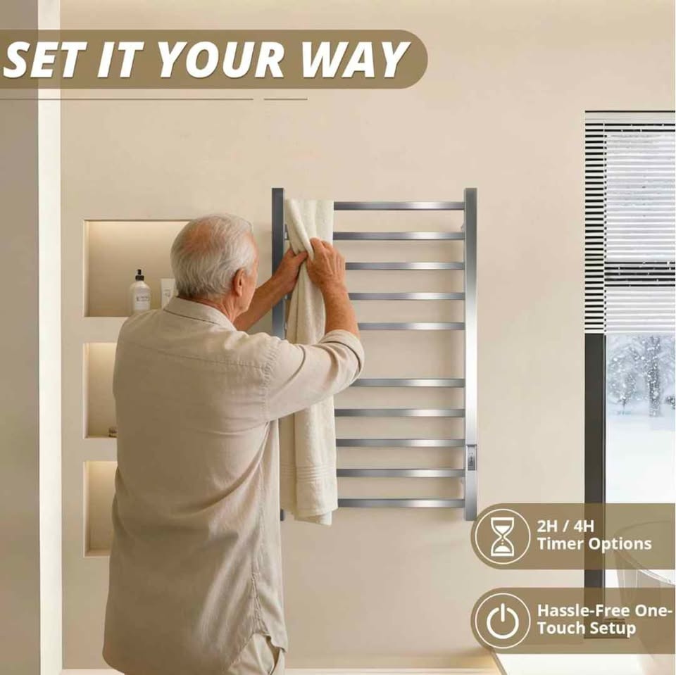 Aquatrend 10-Bar Electric Towel Warmer w/ Timer - photo 2